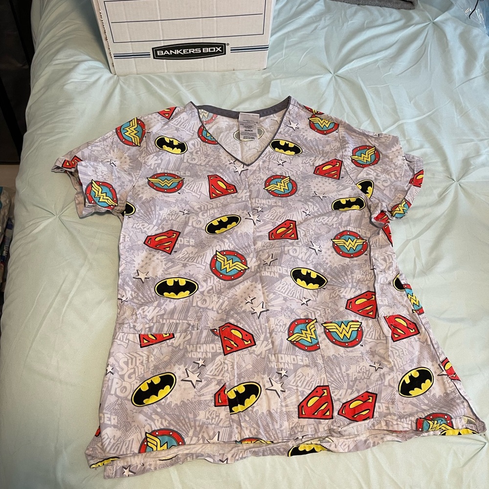 Justice League scrub top- Size Xsmall